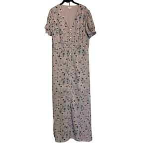 Charming Charlie Floral Pink Midi Dress Womens Size Large Long Cottagecore
